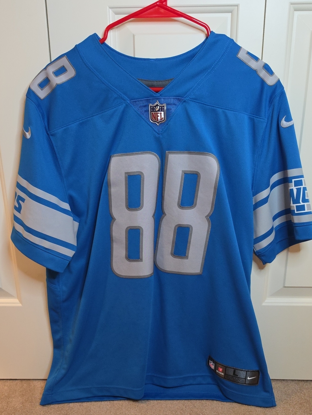 Nike Detroit Lions Blue #88 Football Jersey with Silver Accents